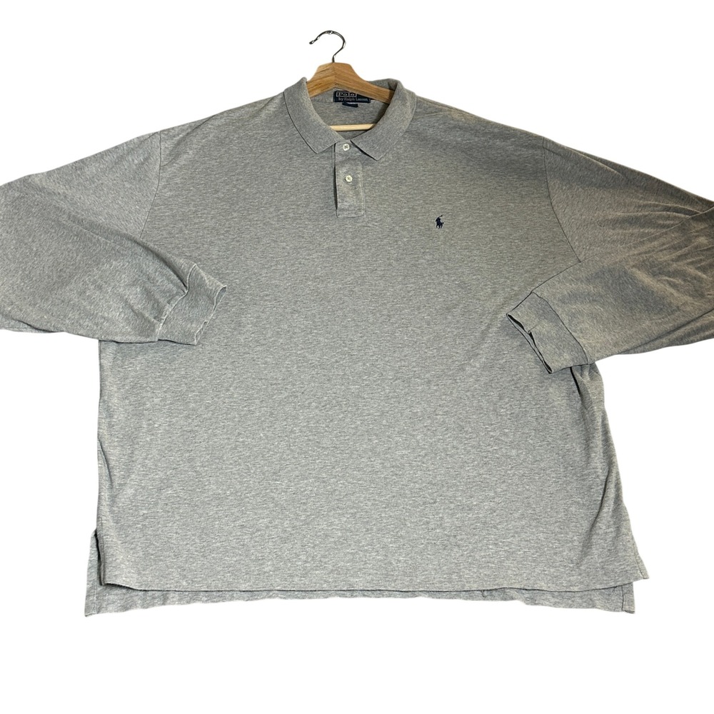 Polo Ralph Lauren 2XL Long sleeve Men's Gray Preppy Collared University Oversize